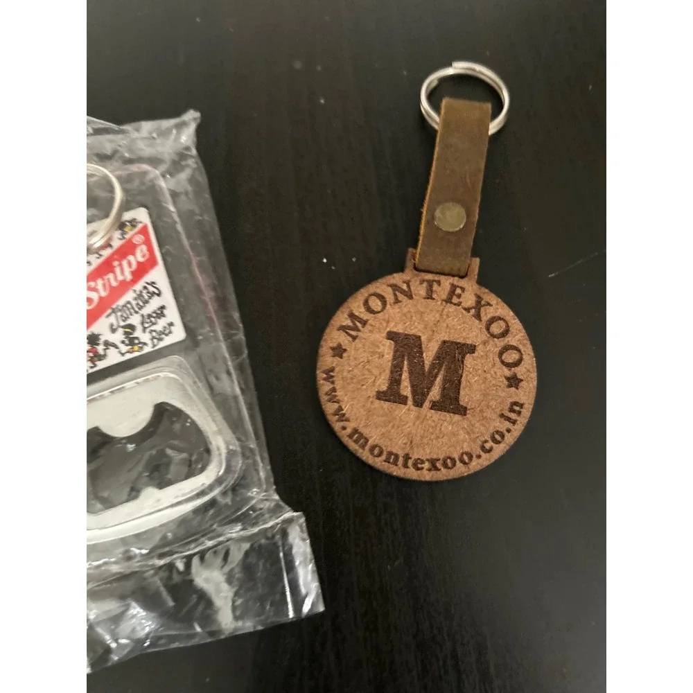 Keychain Bottle Opener Red Stripe Beer Jamaica Lager Montexoo Leather Key Ring